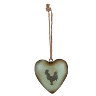Clayre & Eef | Decoratie hanger Hart Groen Bruin 14x6x14 cm | 6Y5849