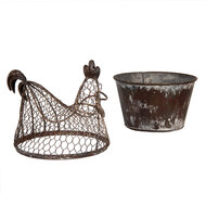 Clayre & Eef | Decoratie Kip Bruin Grijs 39x39x25 cm | 6Y5850