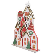 Clayre & Eef | Decoratie van huisjes Wit Rood 30x8x46 cm | 6Y5863