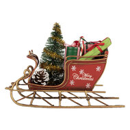 Clayre & Eef | Kerstdecoratie Slee Rood Goudkleurig 17x8x12 cm | 6Y5868
