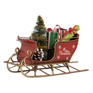 Clayre & Eef | Kerstdecoratie Slee Rood Goudkleurig 17x8x12 cm | 6Y5868