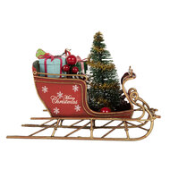 Clayre & Eef | Kerstdecoratie Slee Rood Goudkleurig 17x8x12 cm | 6Y5868