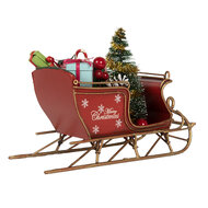 Clayre & Eef | Kerstdecoratie Slee Rood Goudkleurig 17x8x12 cm | 6Y5868