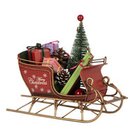 Clayre & Eef | Kerstdecoratie Slee Rood Goudkleurig 21x9x18 cm | 6Y5869