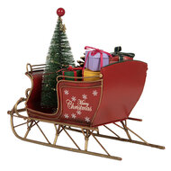 Clayre & Eef | Kerstdecoratie Slee Rood Goudkleurig 21x9x18 cm | 6Y5869