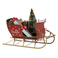 Clayre & Eef | Kerstdecoratie Slee Rood Goudkleurig 30x15x22 cm | 6Y5870