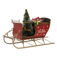Clayre & Eef | Kerstdecoratie Slee Rood Goudkleurig 30x15x22 cm | 6Y5870