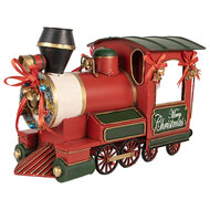 Clayre & Eef | Kerstdecoratie Locomotief Rood Groen 35x16x22 cm | 6Y5871