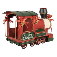 Clayre & Eef | Kerstdecoratie Locomotief Rood Groen 35x16x22 cm | 6Y5871