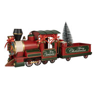 Clayre & Eef | Kerstdecoratie Locomotief Rood Groen 35x16x22 cm | 6Y5871