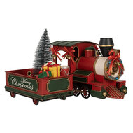 Clayre & Eef | Kerstdecoratie Locomotief Rood Groen 35x16x22 cm | 6Y5871