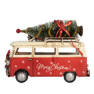 Clayre & Eef | Decoratie Bus Rood Wit 38x16x28 cm | 6Y5873
