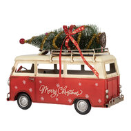 Clayre & Eef | Decoratie Bus Rood Wit 38x16x28 cm | 6Y5873