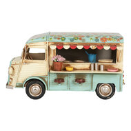 Clayre & Eef | Decoratie Model Foodtruck Beige Blauw 26x14x14 cm | 6Y5877