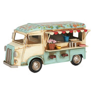 Clayre & Eef | Decoratie Model Foodtruck Beige Blauw 26x14x14 cm | 6Y5877