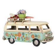 Clayre & Eef | Decoratie Bus Blauw Beige 17x7x11 cm | 6Y5880