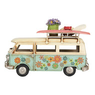 Clayre & Eef | Decoratie Bus Blauw Beige 17x7x11 cm | 6Y5880