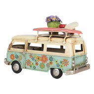 Clayre & Eef | Decoratie Bus Blauw Beige 17x7x11 cm | 6Y5880