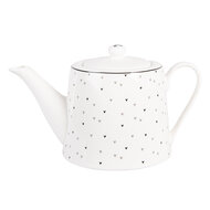 Clayre & Eef | Theepot Wit Zwart 23x14x14 cm / 1000 ml | BHSTE