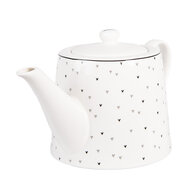 Clayre & Eef | Theepot Wit Zwart 23x14x14 cm / 1000 ml | BHSTE