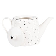 Clayre & Eef | Theepot Wit Zwart 23x14x14 cm / 1000 ml | BHSTE
