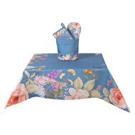 Clayre & Eef | Vierkant Tafelkleed Blauw Beige 100x100 cm | FFA01BL