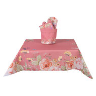 Clayre & Eef | Vierkant Tafelkleed Roze Beige 100x100 cm | FFA01P