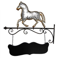 Clayre & Eef | Uithangbord paard Grijs zwart 66x3x67 cm | 5Y1312
