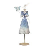 Clayre & Eef | Decoratie Konijn Wit Blauw 26x12x73 cm | 5Y1350