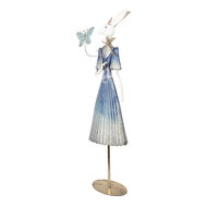 Clayre & Eef | Decoratie Konijn Wit Blauw 26x12x73 cm | 5Y1350