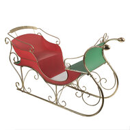 Clayre & Eef | Kerstdecoratie Slee Rood Goudkleurig 169x67x106 cm | 5Y1374
