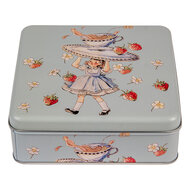 Clayre &amp; Eef   | Blikken Bewaardoos Blauw Rood 17x17x6 cm | 6BL0139