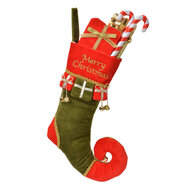 Clayre & Eef | Decoratie Kerstsok Rood Groen 24x7x46 cm | 66252