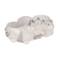 Clayre & Eef | Bloempot Katten Grijs 27x16x10 cm | 6CE2132