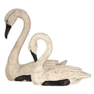 Clayre & Eef | Decoratie Zwanen Beige (set van 2) 21x10x18 / 26x11x29 cm | 6H2410