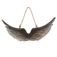 Clayre & Eef | Decoratie Hanger Vleugels Bruin Wit 30x3x12 cm | 6H2422