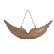 Clayre & Eef | Decoratie Hanger Vleugels Bruin Wit 30x3x12 cm | 6H2422