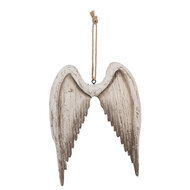 Clayre & Eef | Decoratie Hanger Vleugels Wit Bruin 21x3x28 cm | 6H2423