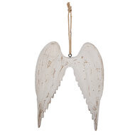 Clayre & Eef | Decoratie Hanger Vleugels Wit Bruin 21x3x28 cm | 6H2423