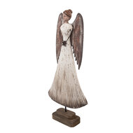 Clayre & Eef | Kerstdecoratie Engel Wit Bruin 19x6x42 cm | 6H2424