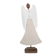 Clayre & Eef | Kerstdecoratie Engel Wit Bruin 19x6x42 cm | 6H2424