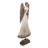 Clayre & Eef | Kerstdecoratie Engel Wit Bruin 19x6x42 cm | 6H2424
