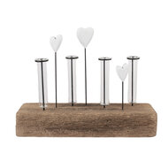 Clayre & Eef | Glazen Vaasjes in Houder Bruin Wit 30x9x23 cm | 6H2432