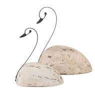 Clayre & Eef | Decoratie Zwaan Wit Bruin 25x11x27 cm | 6H2433L