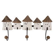 Clayre & Eef | Wandkapstok 3 haken Wit Bruin 38x8x19 cm | 6H2436