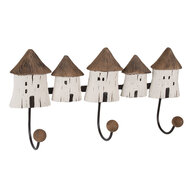 Clayre & Eef | Wandkapstok 3 haken Wit Bruin 38x8x19 cm | 6H2436