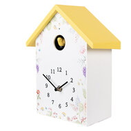 Clayre &amp; Eef   | Wandklok Wit Geel 20x10x26 cm / 3xAA | 6KL0839