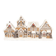Clayre & Eef | Decoratie van Huisjes Bruin Wit 25x6x13 cm | 6PR5377