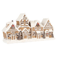 Clayre & Eef | Decoratie van Huisjes Bruin Wit 25x6x13 cm | 6PR5377