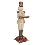 Clayre & Eef | Kerstdecoratie Notenkraker Grijs Rood 18x20x61 cm | 6PR5388